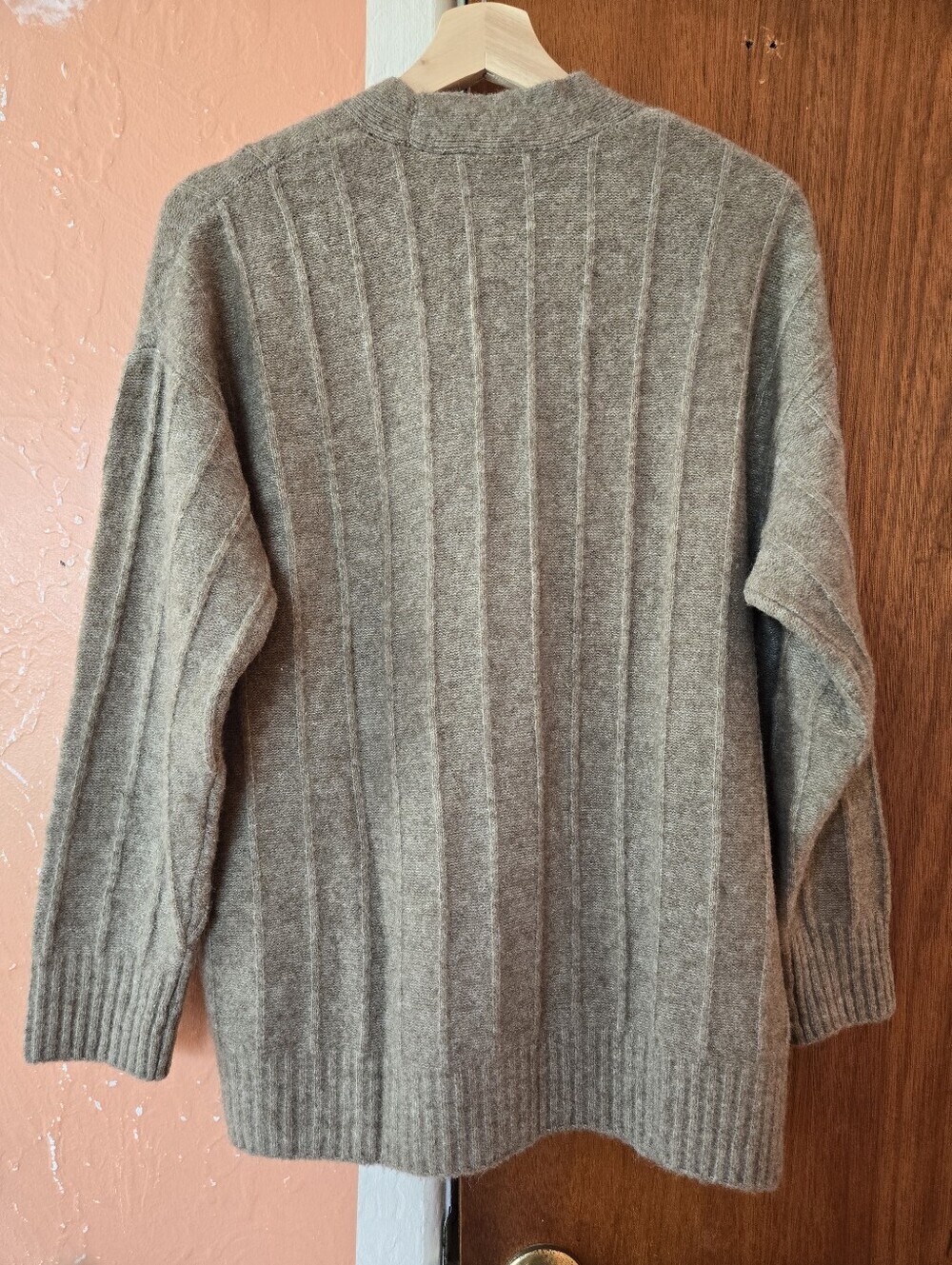 NWT Mango Olive Green Ribbed V-Neck Buttoned Long Cardigan - Picture 5 of 9